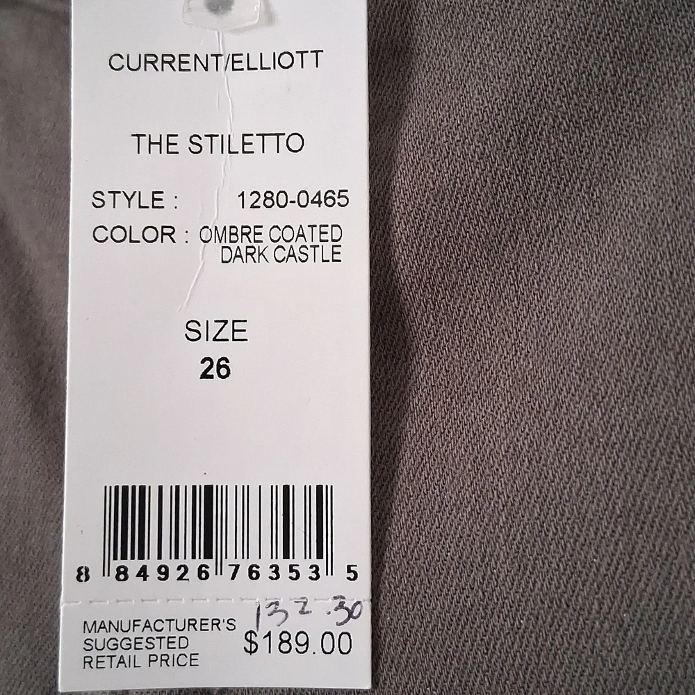 Current/Elliott The Stiletto Ombre Dark Castle Gray Black Coated Skinny Jeans 26 - Picture 10 of 10